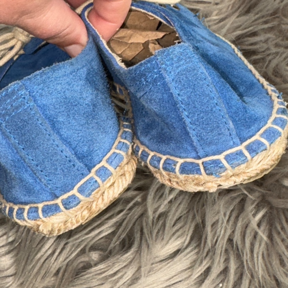 EUC Soludos Derby Lace Up Espadrille Blue Suede Sneaker Shoes Size 7 - Picture 6 of 7